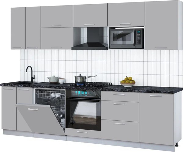 Кухонный гарнитур Интерлиния Мила Gloss 2.9-ПМ2 - фото