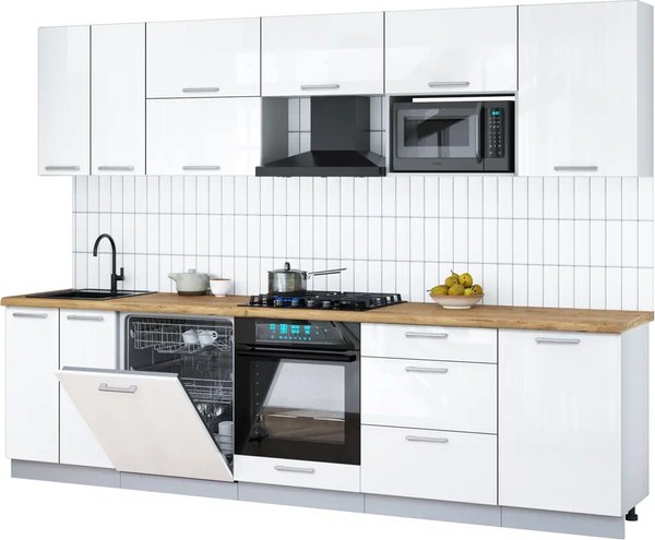 Кухонный гарнитур Интерлиния Мила Gloss 2.9-ПМ2 - фото