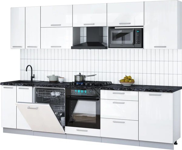 Кухонный гарнитур Интерлиния Мила Gloss 2.9-ПМ2 - фото