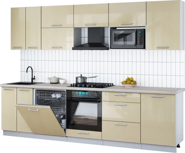 Кухонный гарнитур Интерлиния Мила Gloss 2.9-ПМ2 - фото