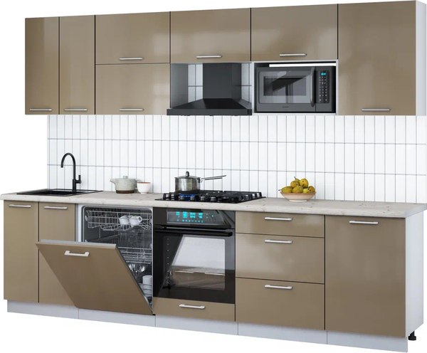 Кухонный гарнитур Интерлиния Мила Gloss 2.9-ПМ2 - фото