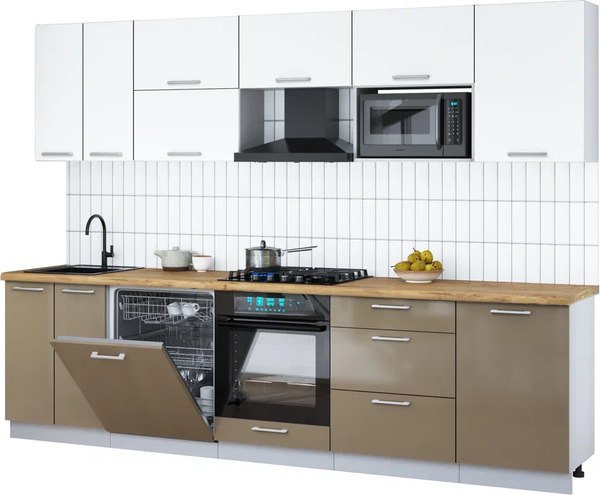 Кухонный гарнитур Интерлиния Мила Gloss 2.9-ПМ2 - фото