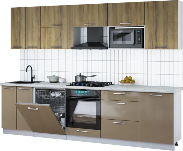 Кухонный гарнитур Интерлиния Мила Gloss 2.9-ПМ2 - фото