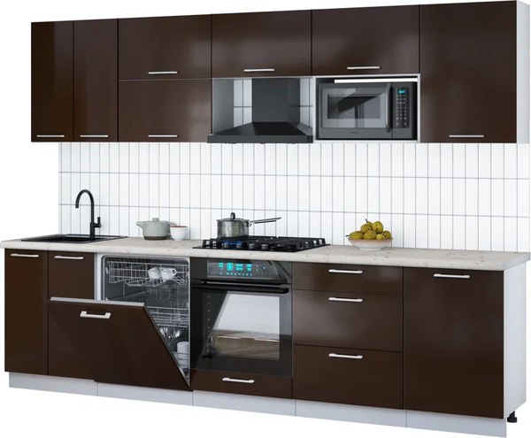 Кухонный гарнитур Интерлиния Мила Gloss 2.9-ПМ2 - фото