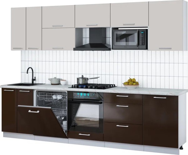 Кухонный гарнитур Интерлиния Мила Gloss 2.9-ПМ2 - фото