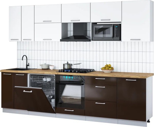 Кухонный гарнитур Интерлиния Мила Gloss 2.9-ПМ2 - фото