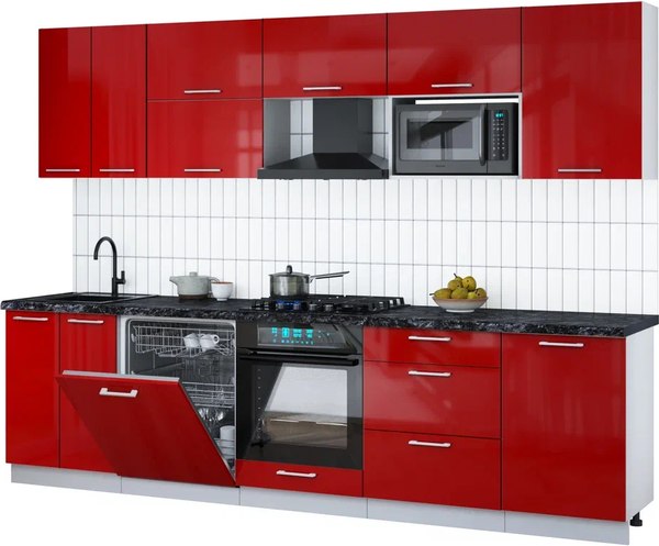 Кухонный гарнитур Интерлиния Мила Gloss 2.9-ПМ2 - фото