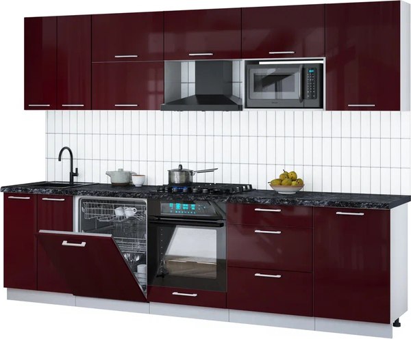 Кухонный гарнитур Интерлиния Мила Gloss 2.9-ПМ2 - фото