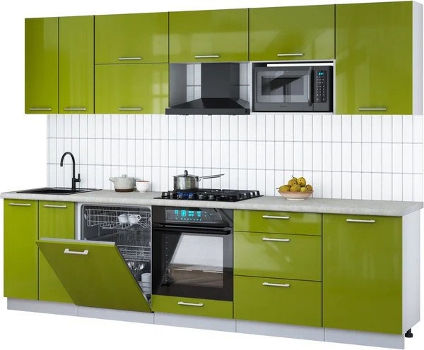 Кухонный гарнитур Интерлиния Мила Gloss 2.9-ПМ2 - фото