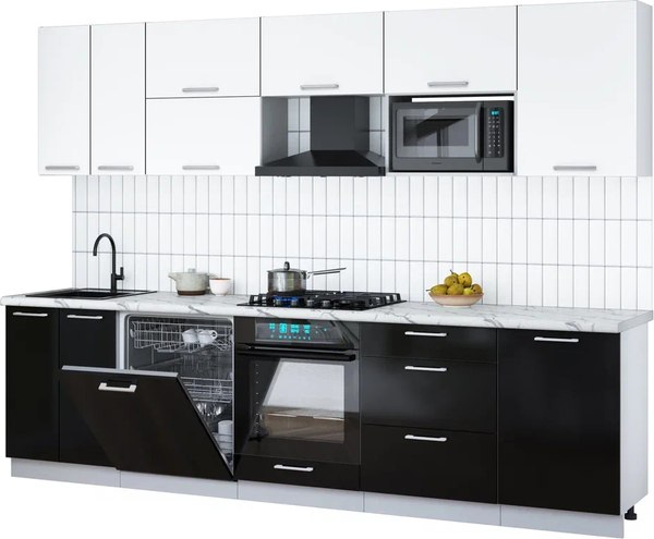 Кухонный гарнитур Интерлиния Мила Gloss 2.9-ПМ2 - фото
