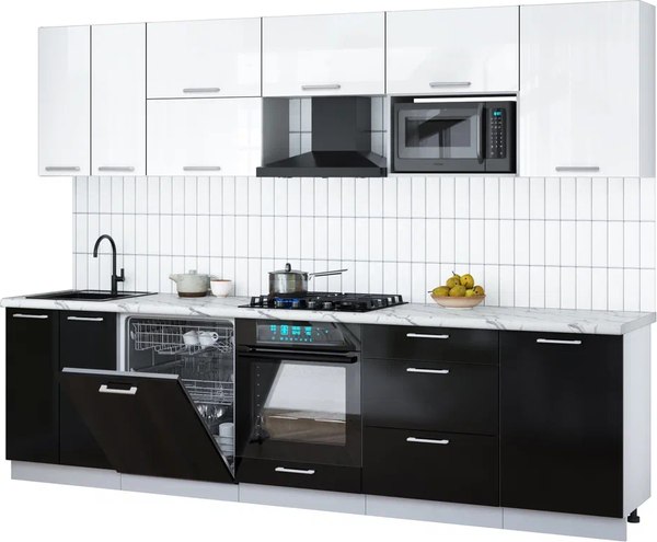 Кухонный гарнитур Интерлиния Мила Gloss 2.9-ПМ2 - фото