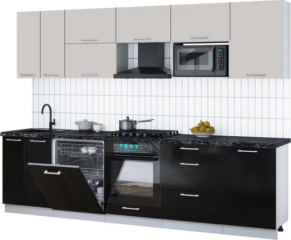Кухонный гарнитур Интерлиния Мила Gloss 2.9-ПМ2 - фото