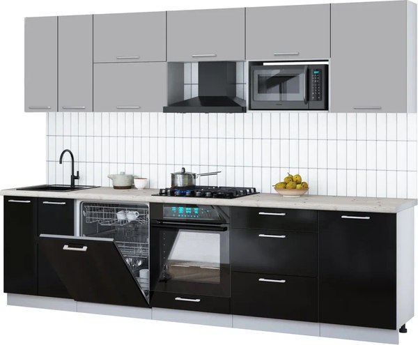 Кухонный гарнитур Интерлиния Мила Gloss 2.9-ПМ2 - фото