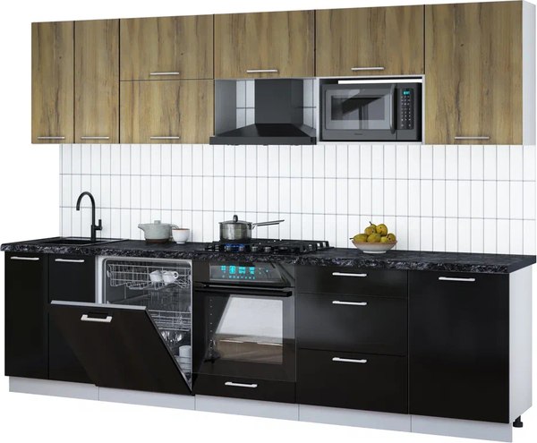 Кухонный гарнитур Интерлиния Мила Gloss 2.9-ПМ2 - фото