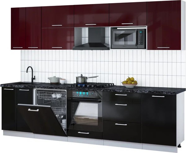 Кухонный гарнитур Интерлиния Мила Gloss 2.9-ПМ2 - фото