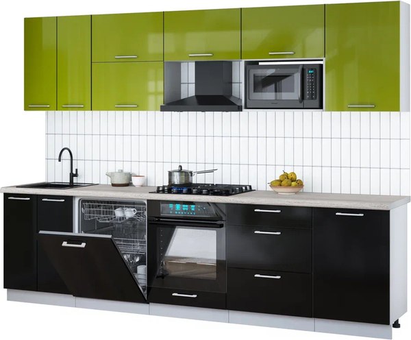 Кухонный гарнитур Интерлиния Мила Gloss 2.9-ПМ2 - фото