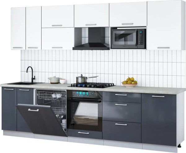 Кухонный гарнитур Интерлиния Мила Gloss 2.9-ПМ2 - фото