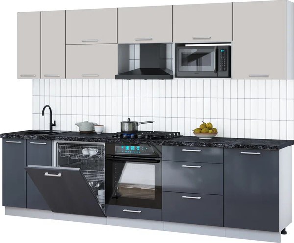 Кухонный гарнитур Интерлиния Мила Gloss 2.9-ПМ2 - фото