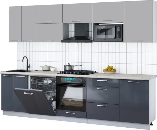 Кухонный гарнитур Интерлиния Мила Gloss 2.9-ПМ2 - фото