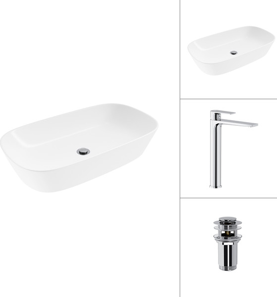 Умывальник со смесителем Lauter 21393-70 + Reef 21CK8678C с донным клапаном 21190CH - фото