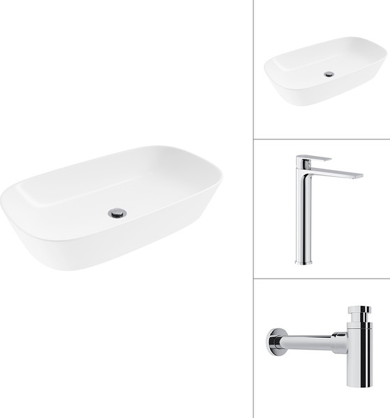 Умывальник со смесителем Lauter 21393-70 + Reef 21CK8678C с сифоном 21635CH - фото