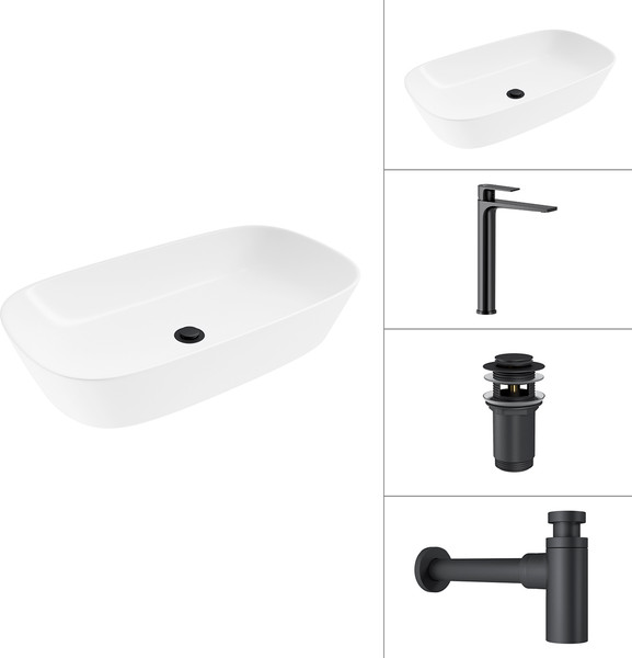 Умывальник со смесителем Lauter 21393-70 + Reef 21CK8678BS + сифон 21635B + донный клапан 21190B - фото