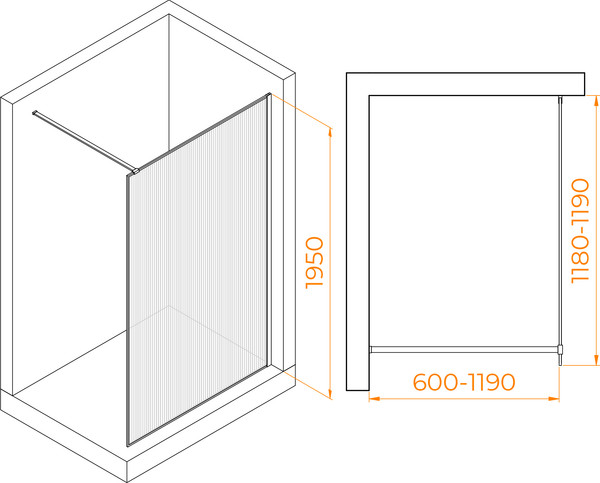 Душевая стенка RGW WA-08Gb / 06100812-156