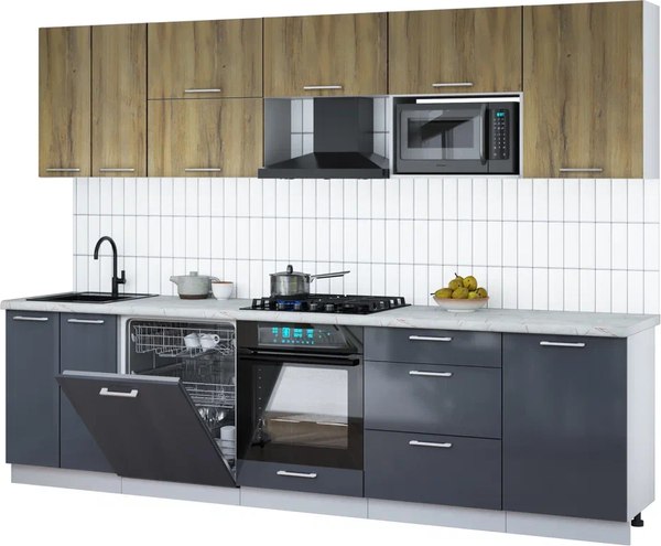 Кухонный гарнитур Интерлиния Мила Gloss 2.9-ПМ2 - фото