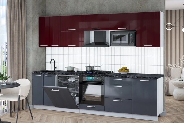 Кухонный гарнитур Интерлиния Мила Gloss 2.9-ПМ2