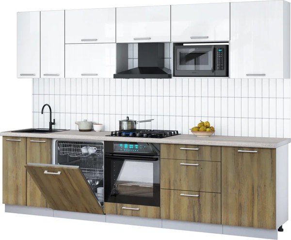 Кухонный гарнитур Интерлиния Мила Gloss 2.9-ПМ2 - фото