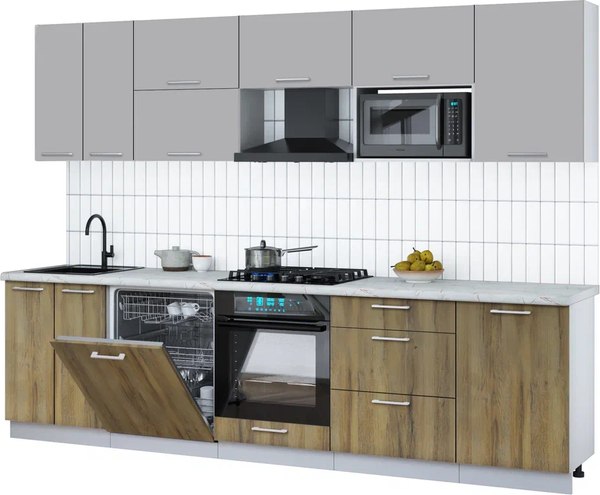 Кухонный гарнитур Интерлиния Мила Gloss 2.9-ПМ2 - фото