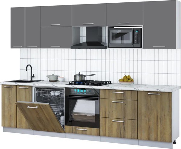 Кухонный гарнитур Интерлиния Мила Gloss 2.9-ПМ2 - фото