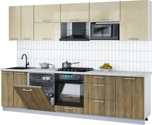 Кухонный гарнитур Интерлиния Мила Gloss 2.9-ПМ2 - фото