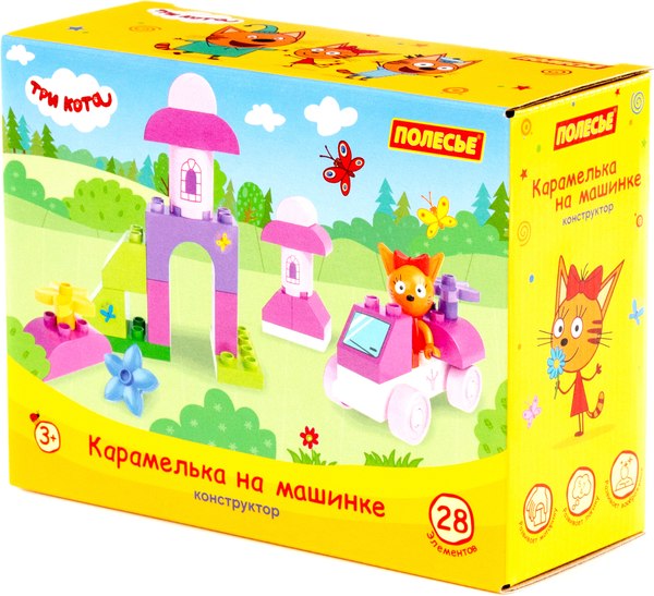 Конструктор Полесье Макси. Три кота. Карамелька на машинке / 31277 - фото