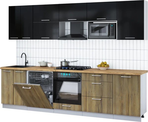 Кухонный гарнитур Интерлиния Мила Gloss 2.9-ПМ2 - фото