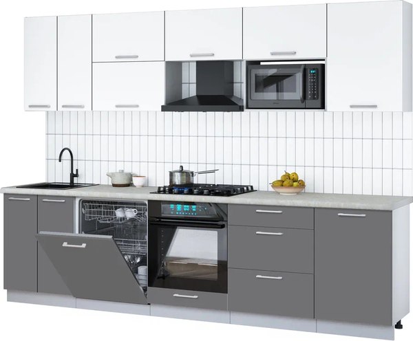Кухонный гарнитур Интерлиния Мила Gloss 2.9-ПМ2 - фото