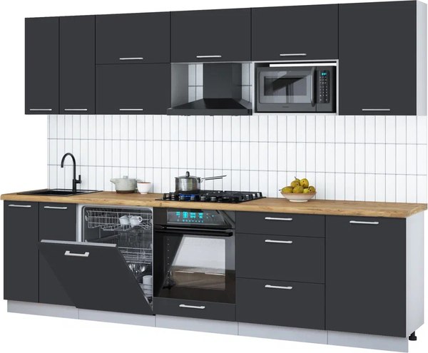 Кухонный гарнитур Интерлиния Мила Gloss 2.9-ПМ2 - фото