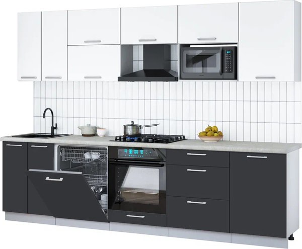 Кухонный гарнитур Интерлиния Мила Gloss 2.9-ПМ2 - фото