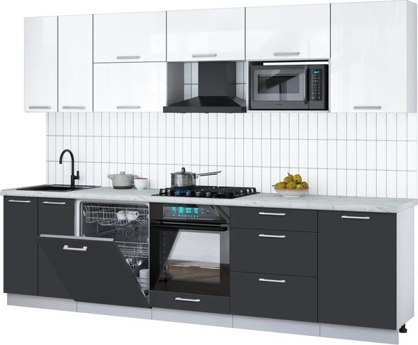 Кухонный гарнитур Интерлиния Мила Gloss 2.9-ПМ2 - фото