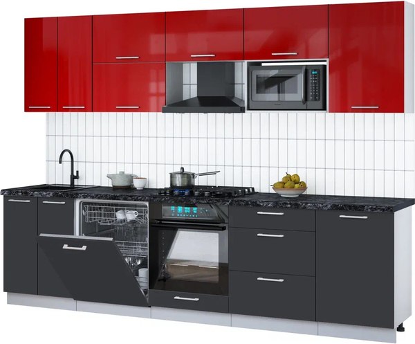 Кухонный гарнитур Интерлиния Мила Gloss 2.9-ПМ2 - фото