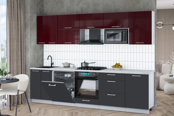 Кухонный гарнитур Интерлиния Мила Gloss 2.9-ПМ2