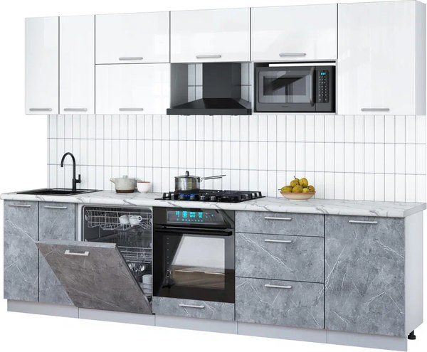 Кухонный гарнитур Интерлиния Мила Gloss 2.9-ПМ2 - фото