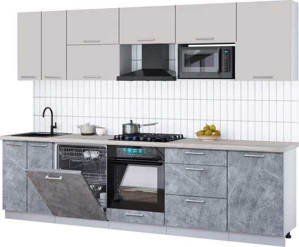 Кухонный гарнитур Интерлиния Мила Gloss 2.9-ПМ2 - фото
