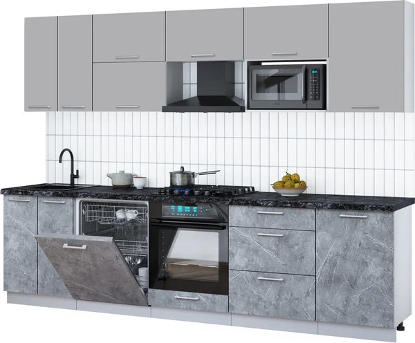 Кухонный гарнитур Интерлиния Мила Gloss 2.9-ПМ2 - фото
