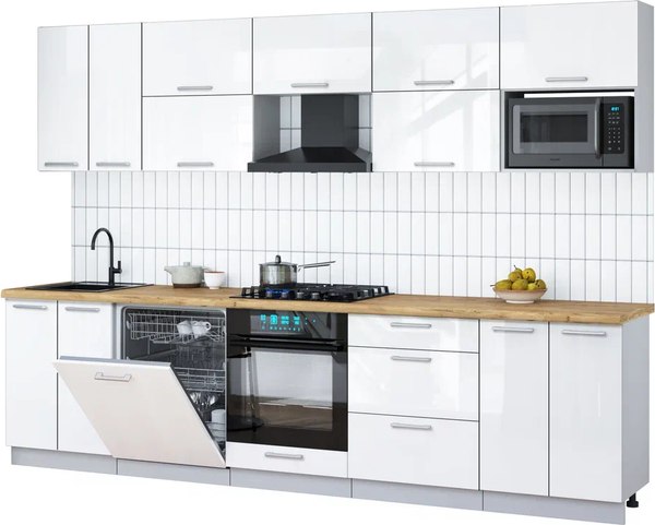 Кухонный гарнитур Интерлиния Мила Gloss 3.0-ПМ2 - фото