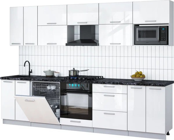 Кухонный гарнитур Интерлиния Мила Gloss 3.0-ПМ2 - фото