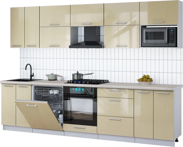 Кухонный гарнитур Интерлиния Мила Gloss 3.0-ПМ2 - фото