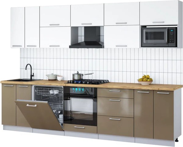Кухонный гарнитур Интерлиния Мила Gloss 3.0-ПМ2 - фото