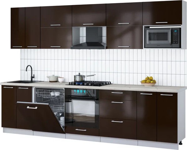 Кухонный гарнитур Интерлиния Мила Gloss 3.0-ПМ2 - фото
