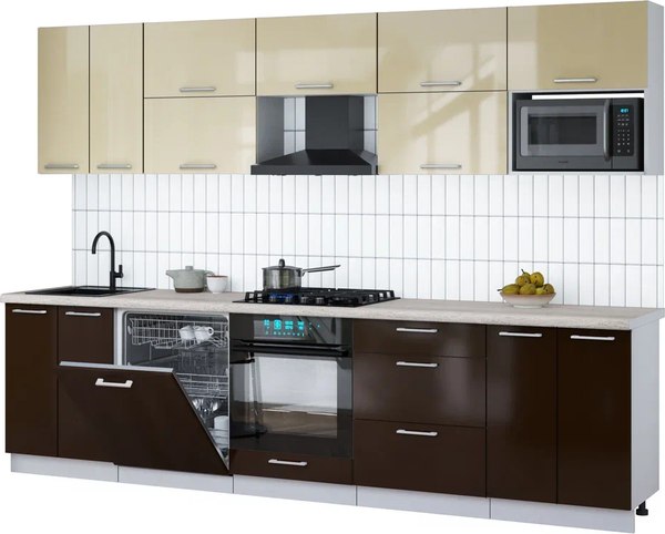 Кухонный гарнитур Интерлиния Мила Gloss 3.0-ПМ2 - фото